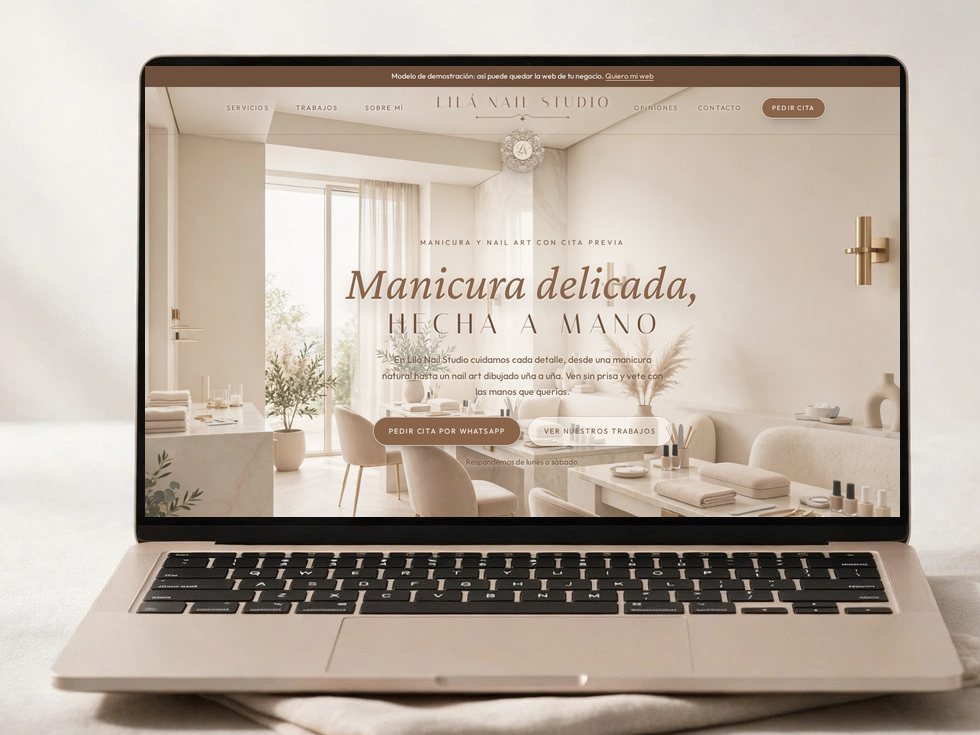 Web modelo Lilá Nail Studio en un portátil