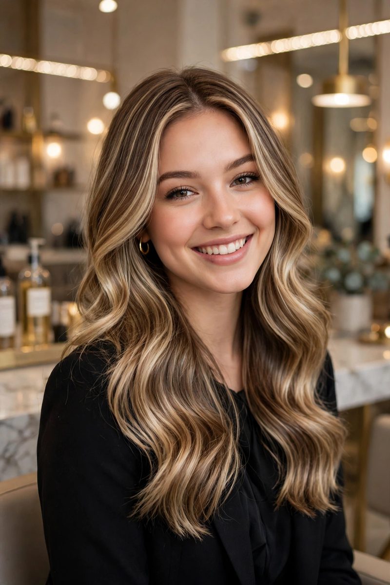 Después: balayage con ondas suaves